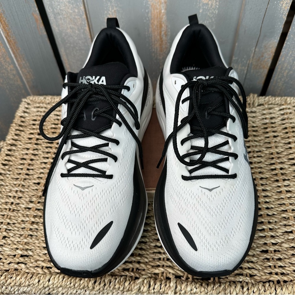 HOKA Men's Bondi 8 Sneakers White Black Sz 11.5 - Picture 2 of 15
